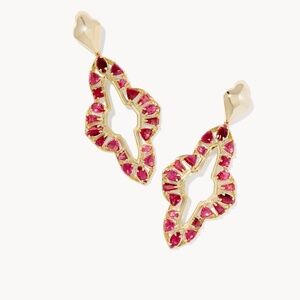 Kendra Scott Abbie Gold Crystal Statement Earrings In Red Mix